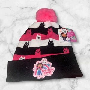 A-Meow-Zing Kids' Pink and Black Beanie & Gloves NWT